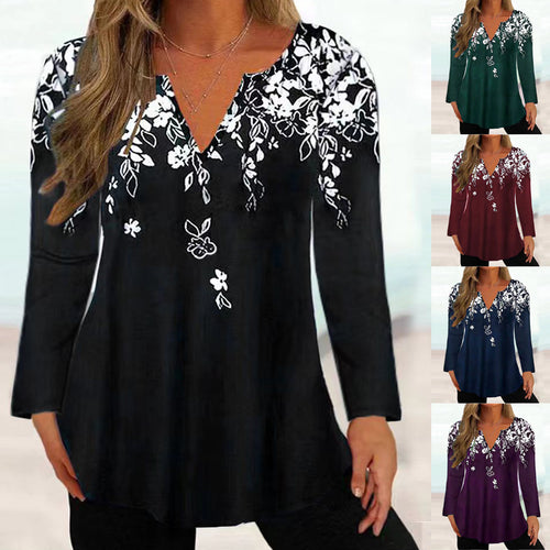 Damebluse med blomstret design Stilla