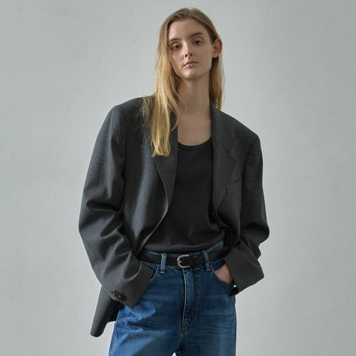Dame Oversized Snit Blazer med Revers Stilla