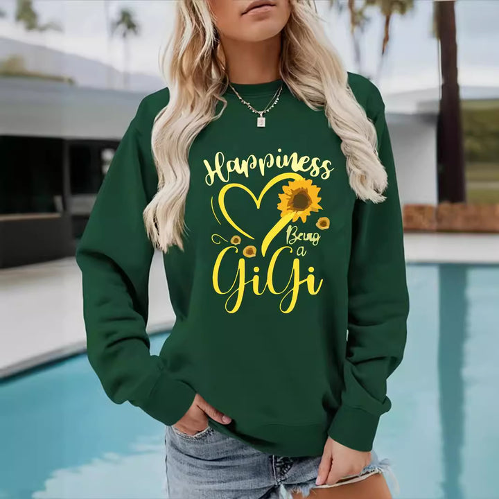 Kvinders sweatshirt med voluminøse ærmer og muntert motiv Stilla