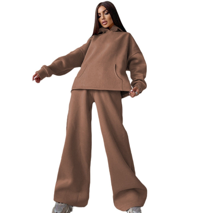 Kvinders afslappede fit hættebluse og løs sweatpants sæt Skovae