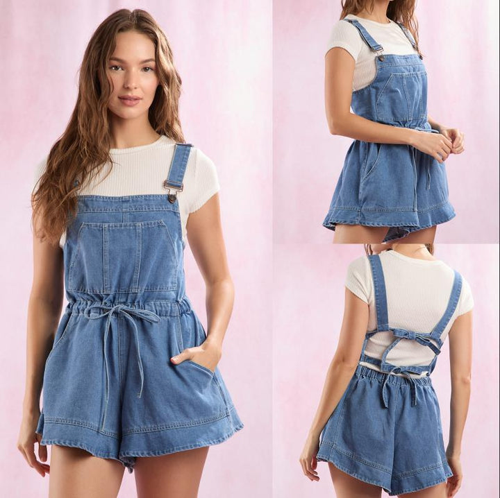 Dame Denim-Overalls med justerbare stropper og taljejustering Skovae