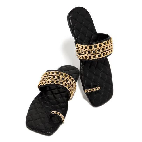 Dame elegante Sling-sandaler med luksuriøse kæde detaljer og blød indersål Stilla