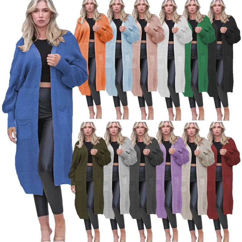 Kvinders Chunky Strik Cardigan med Åbne Lommer og Casual Design Stilla