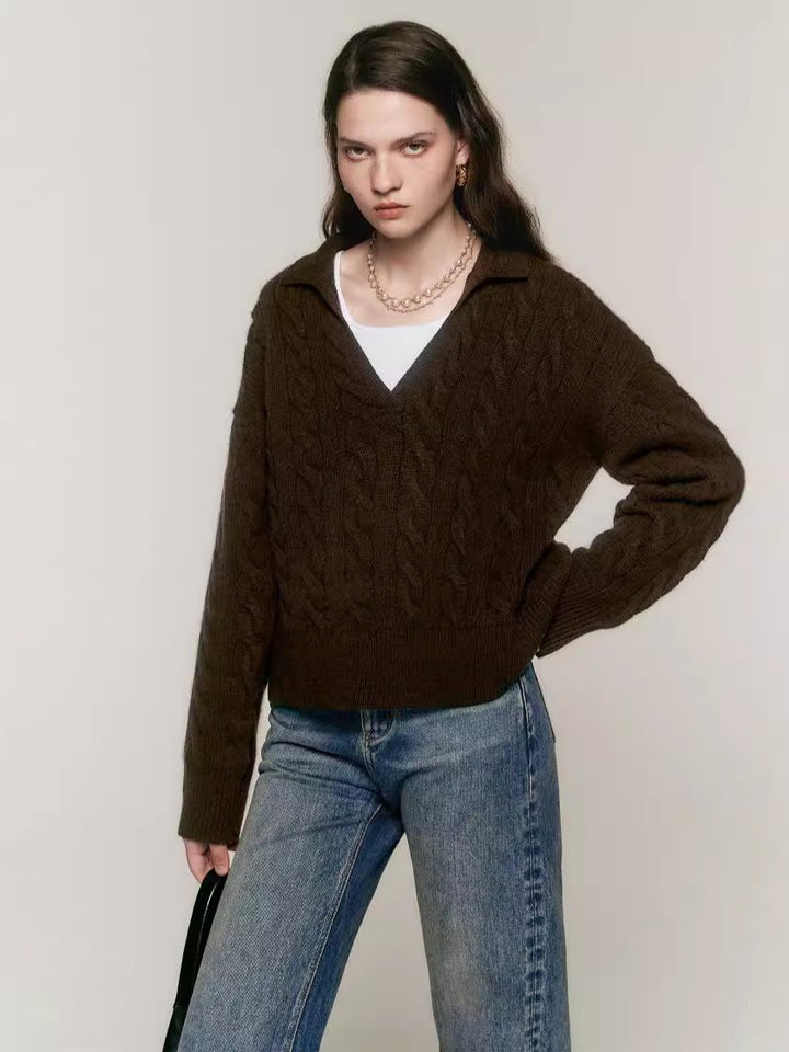 Dame Grovstrik Pullover med moderne V-udskæring og behagelig oversized pasform Stilla