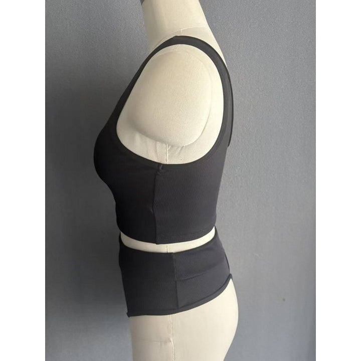 Dame Høj-talje Bikini-sæt med struktureret overflade og moderigtigt Crop-Top Skovae