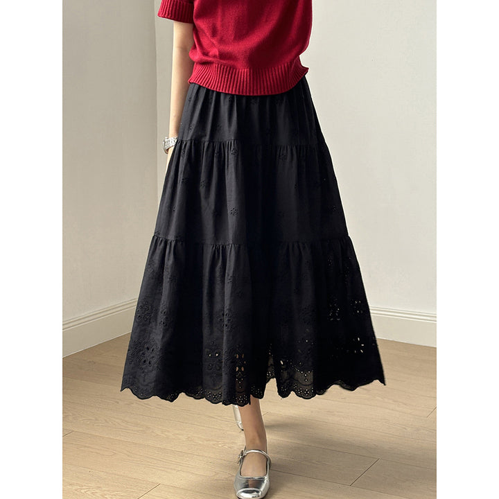 Dame Luftige Longskirt med legende broderier Stilla