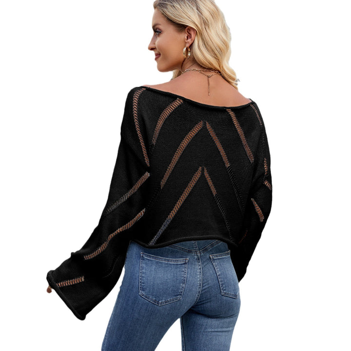 Dame Off-Shoulder Strikpullover med raffinerede udskæringer og løs pasform Stilla