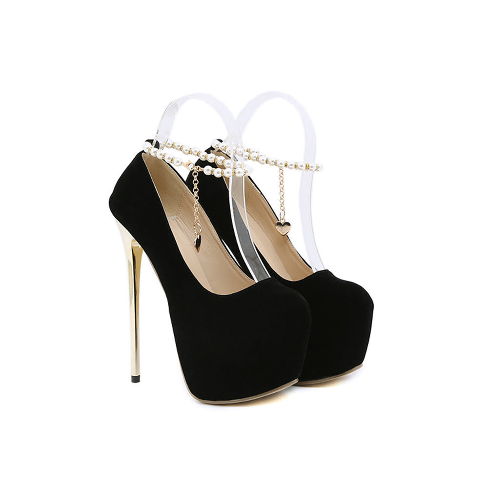 Dame High Heel Pumps med elegant perlepynt og glinsende hæl Stilla