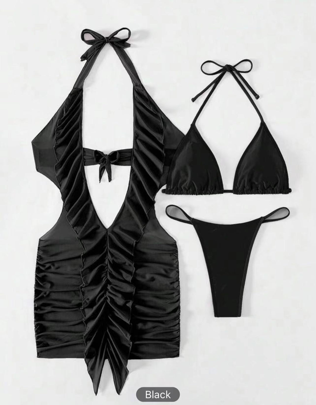 Dame bikini sæt med raffineret rynke design og justerbare stropper Skovae