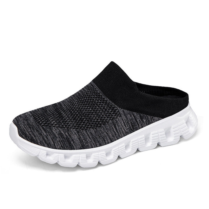 Unisex nan lette rejse-slip-on-mule med perforeret luftkammer-sål og sok-lignende strikskæft Skovae