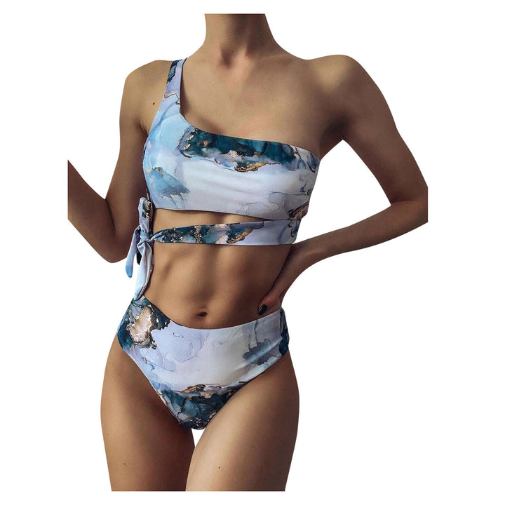 Dame Asymmetrisk Bikini-sæt med knyttet top Skovae