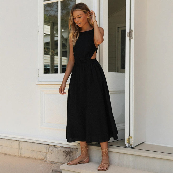 Damer elegant sommer maxi kjole med sofistikeret snit og justerbar talje snor Stilla