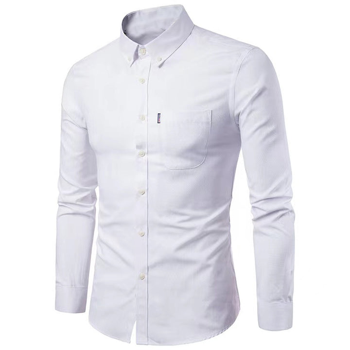Herrer nan figursyet Oxford-skjorte med Button-Down-krave og brystlomma Skovae