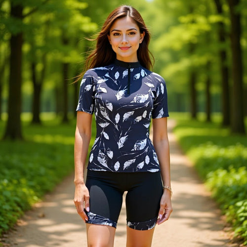 Damer Sporty Kortærmet Badedragt med Blomsterprint Skovae