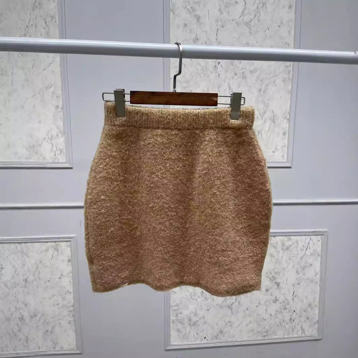 Dame uldskørt med fin struktur og elastisk talje Stilla