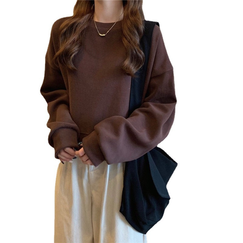 Kvinders afslappede oversized sweatshirt med komfortkrave og bløde manchetter
