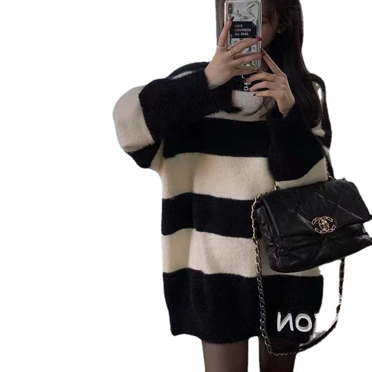 Femme stribet hyggelig strik Oversized sweater Stilla