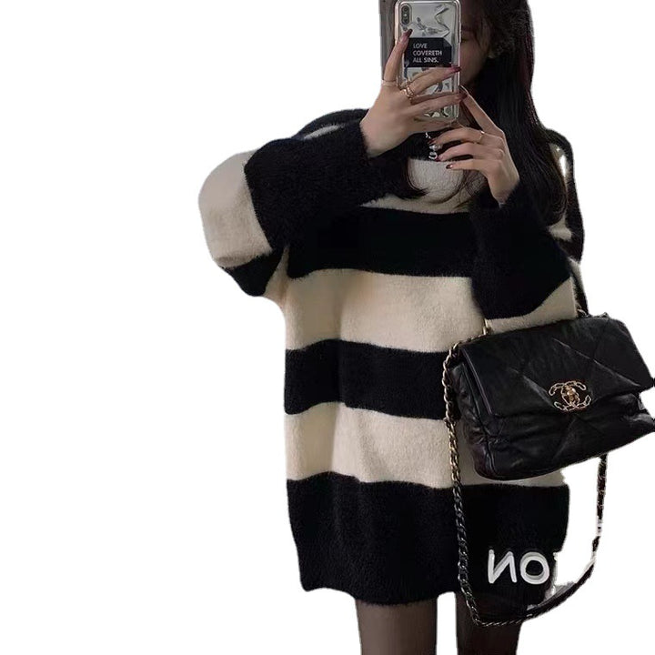 Femme stribet hyggelig strik Oversized sweater Stilla