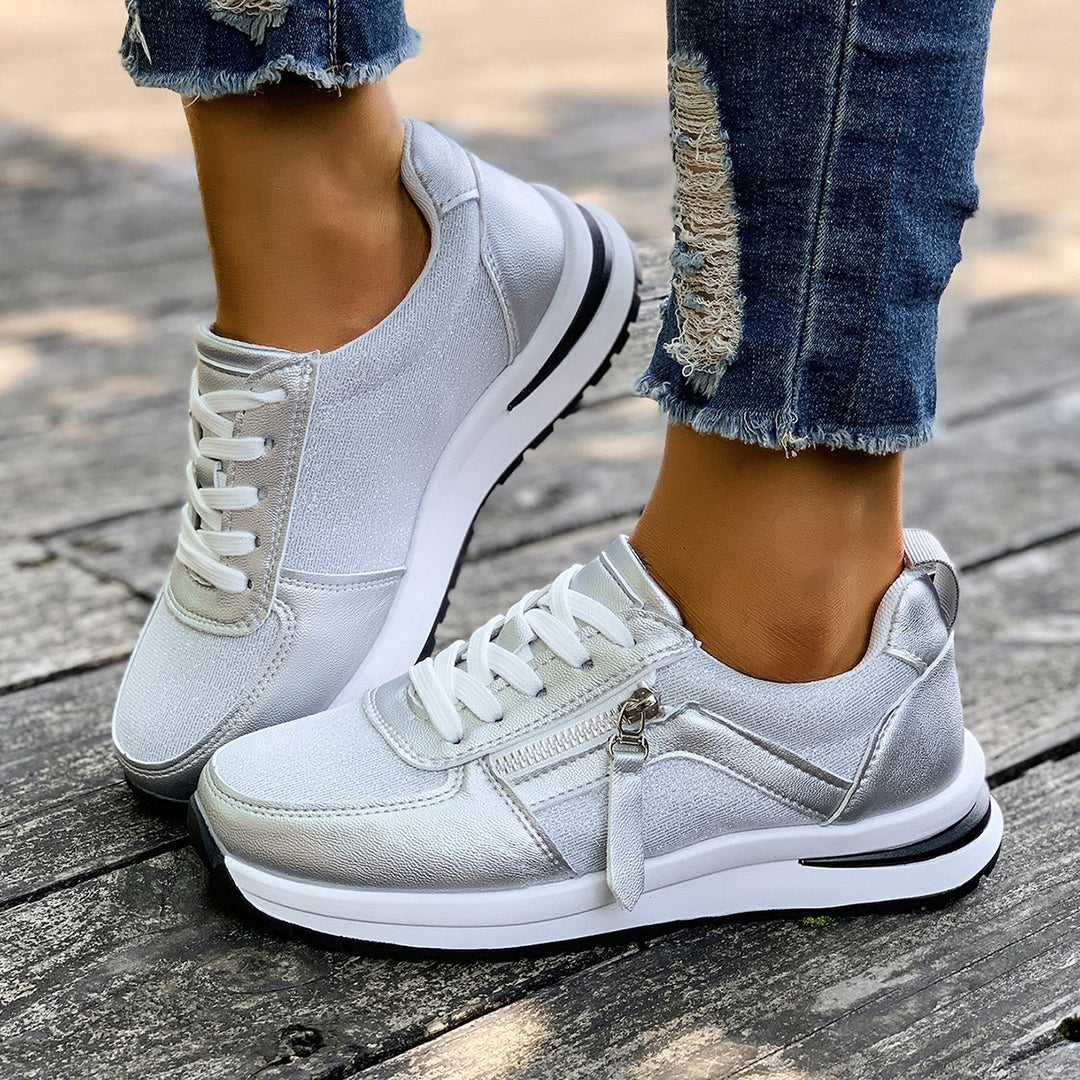 Dame Lace-Up Sneakers med moderne lynlås og behagelig dæmpning Stilla
