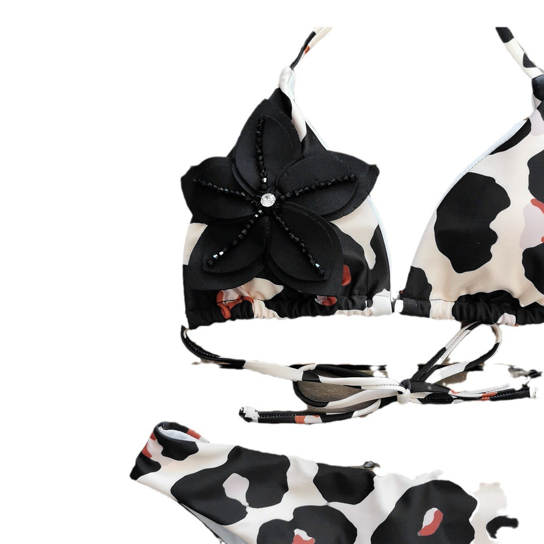 Dame Bikini-sæt med blomstret detalje og raffineret dyreprint Stilla