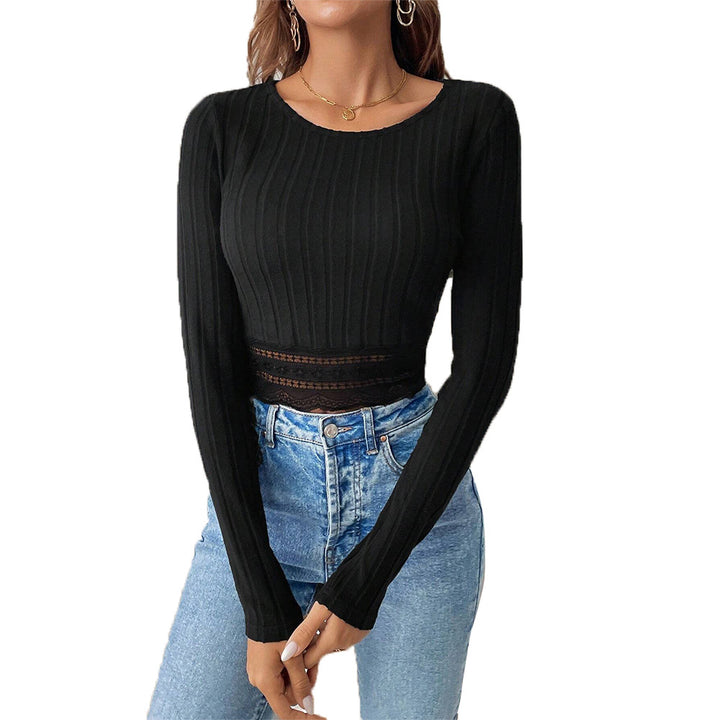 Dame cropped langærmet med indviklede blonder detaljer Stilla