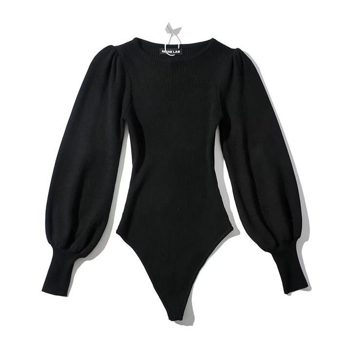 Dame Langærmet Bodysuit med rynker og ribbet design Stilla