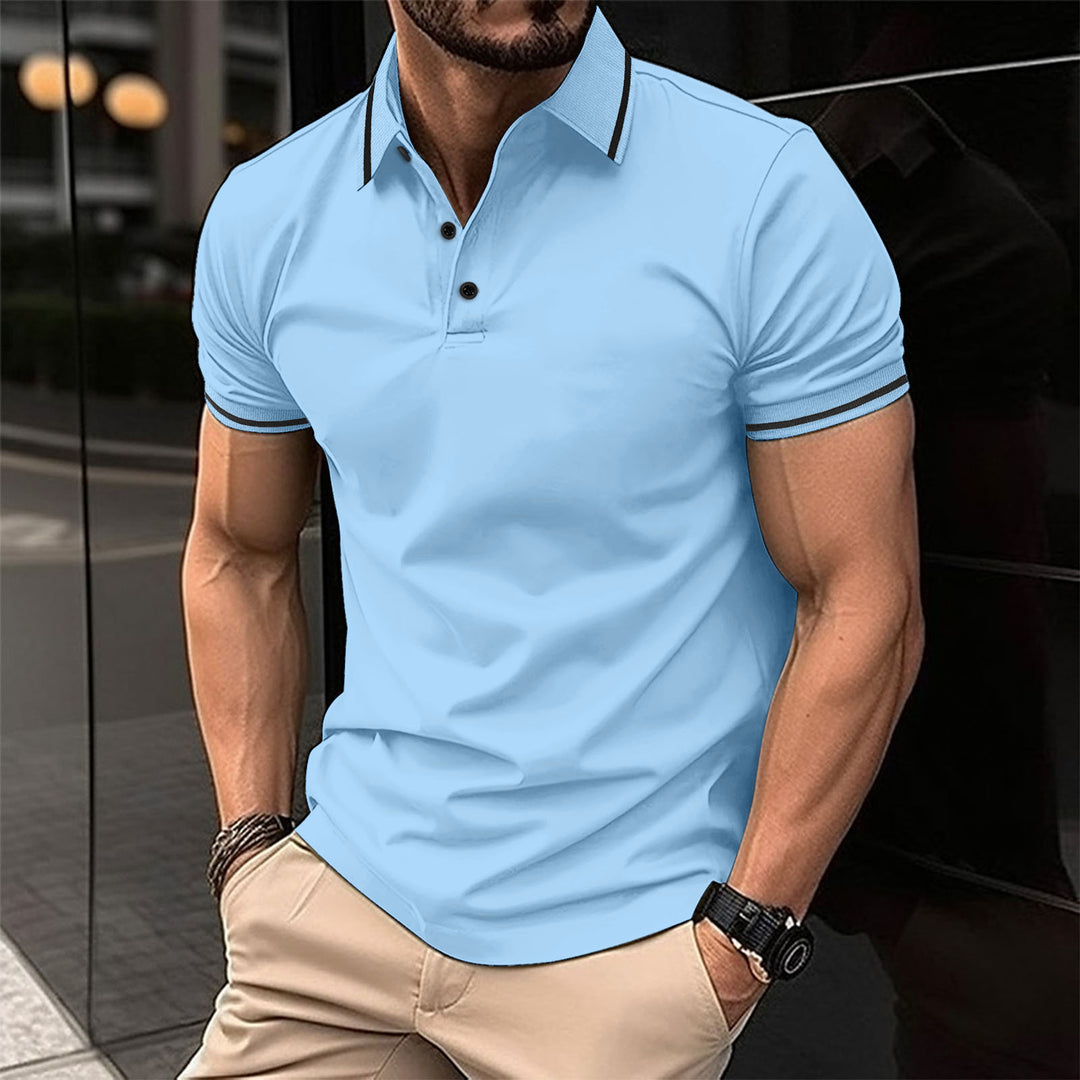 Herrer Poloshirt med moderne reverskrave og sporty kontrastdetaljer Stilla