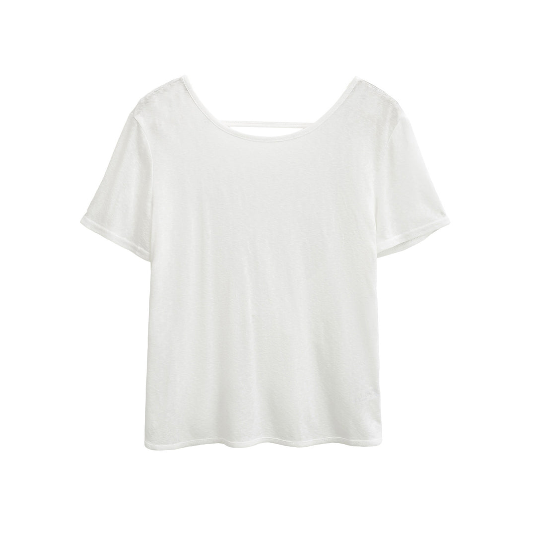 Dame løstsiddende basis T-shirt med struktureret materiale og rund halsudskæring Stilla