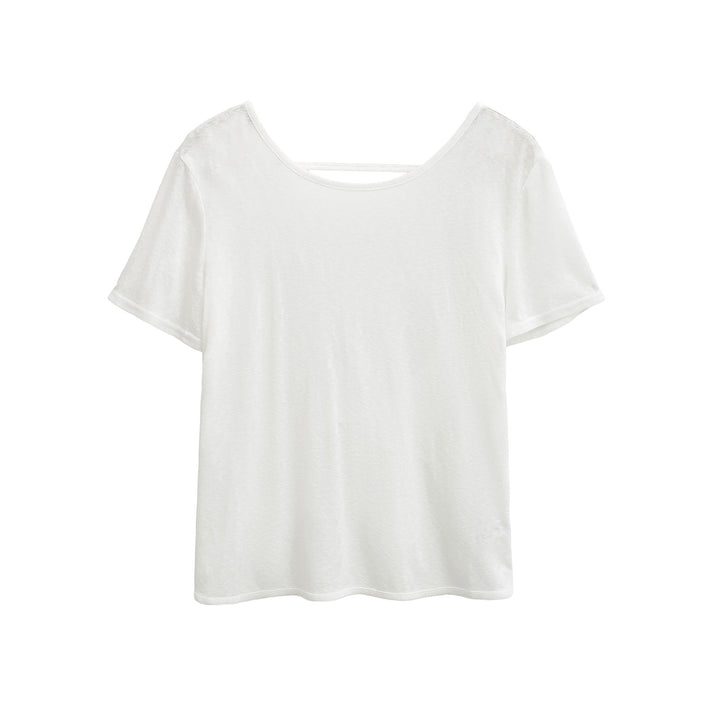 Dame løstsiddende basis T-shirt med struktureret materiale og rund halsudskæring Stilla