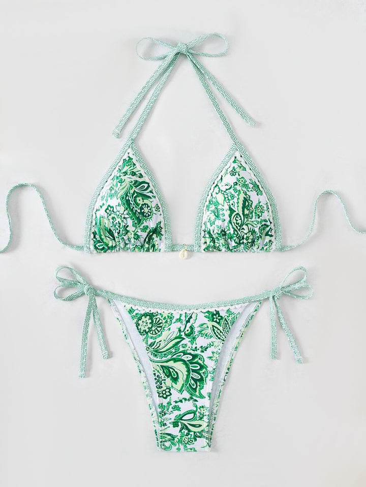 Dame triangel-bikini med detaljeret floral-design Skovae