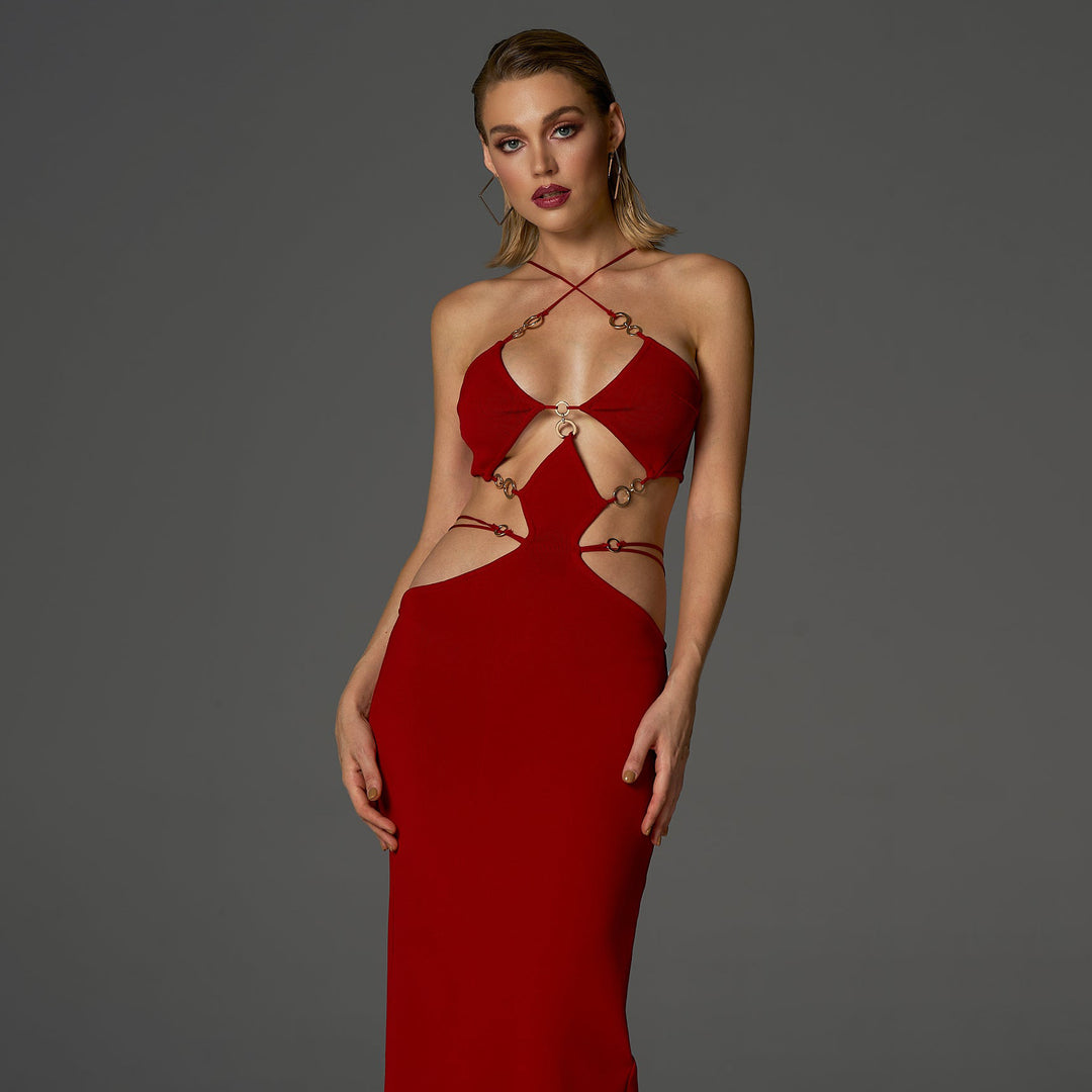 Dame Unik Maxi-Kjole med raffinerede Cut-Outs og elegante detaljer Stilla