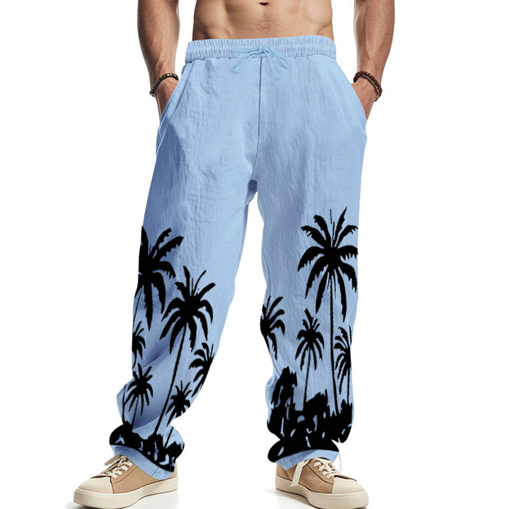 Herre casual joggingbukser med palmemotiv og elastisk talje Stilla