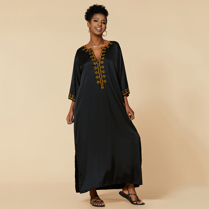 Dame Elegant Kaftankjole med kunstnerisk broderi Stilla