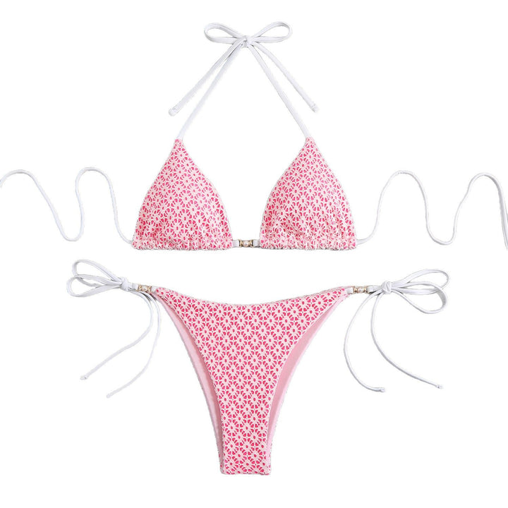 Dame Triangel-Bikini-Sæt med legesyge rynkedetaljer Skovae