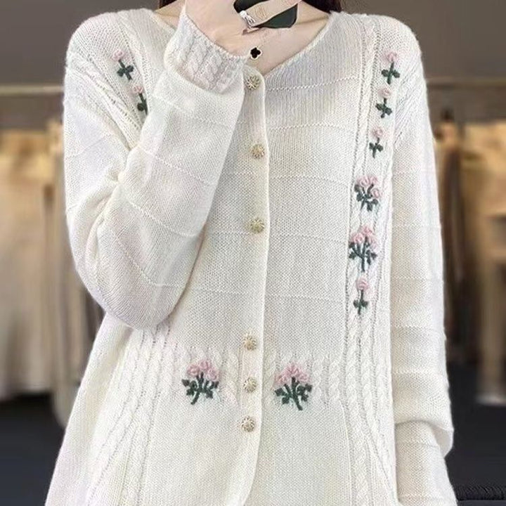 Kvinders cardigan med blomsterbroderi Stilla