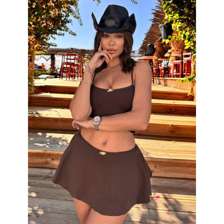 Damen Sommerliches Strandset mit Top und Minirock Skovae