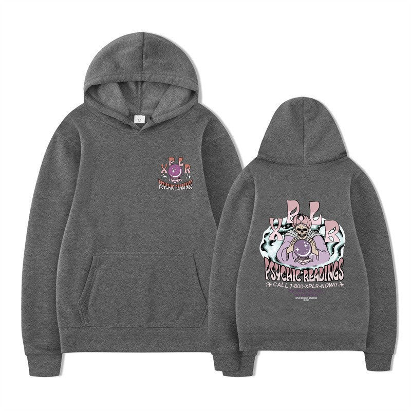 Dame hoodie med kreativ grafisk design Skovae
