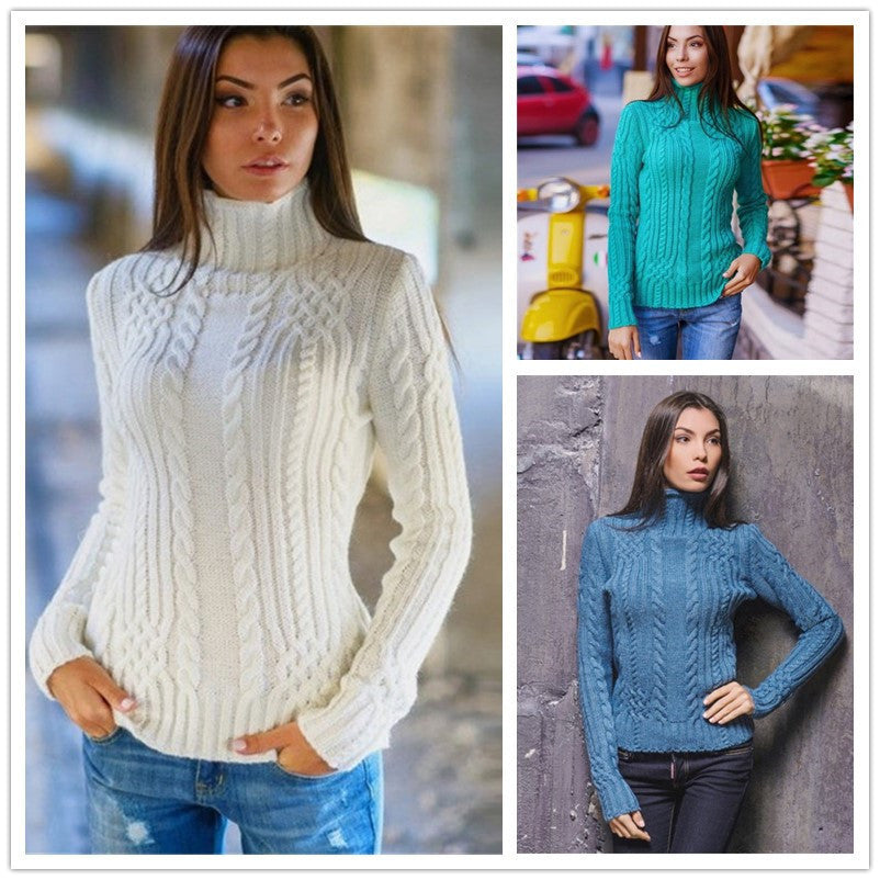 Dame sweater med ståkrave og struktureret strikdesign Stilla