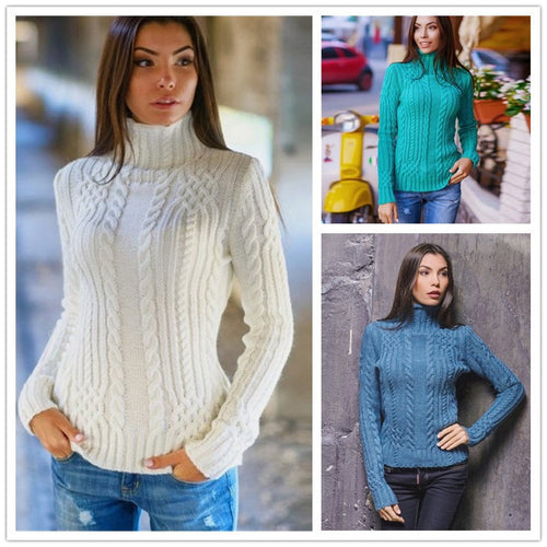 Dame sweater med ståkrave og struktureret strikdesign Stilla