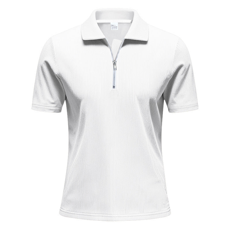 Unisex nan kortærmet halvzip-polo i ribbet jersey med skjortekrave Skovae
