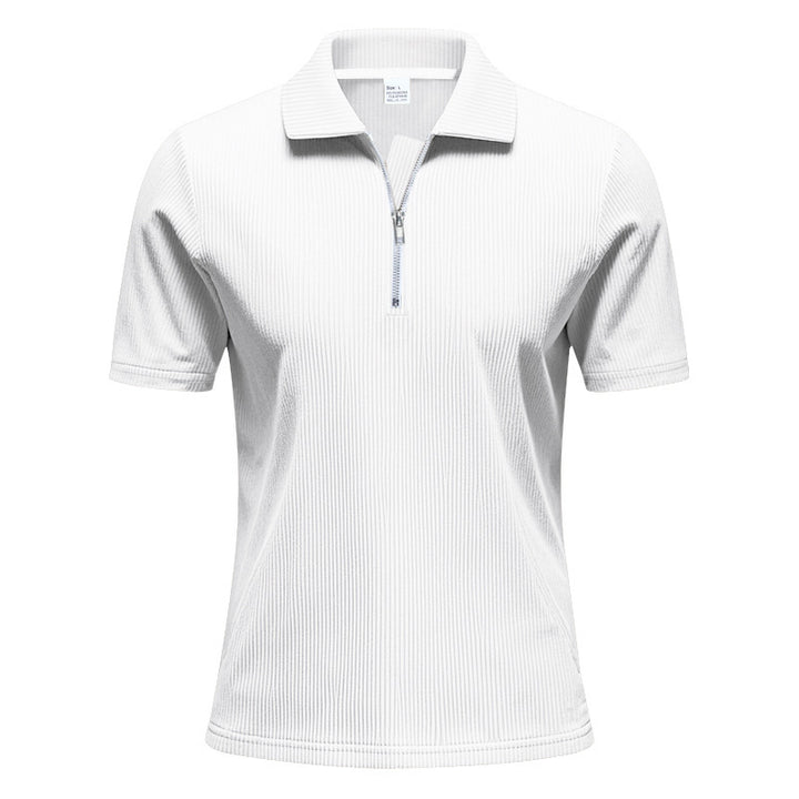 Unisex nan kortærmet halvzip-polo i ribbet jersey med skjortekrave Skovae