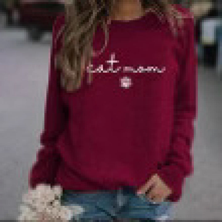 Dame sweatshirt med kreativ kat mor design Skovae