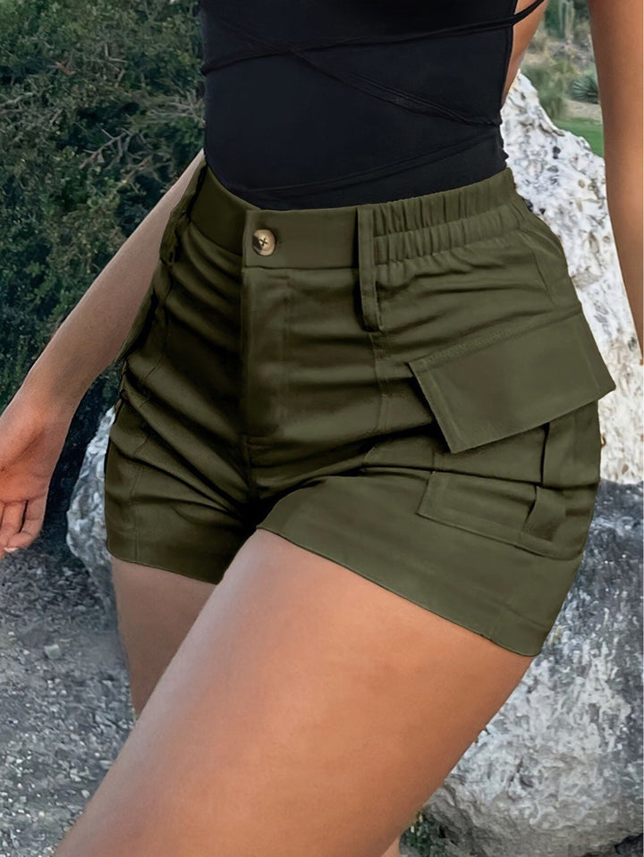 Dame Cargo-shorts med elastisk talje og praktiske sidelommer Skovae