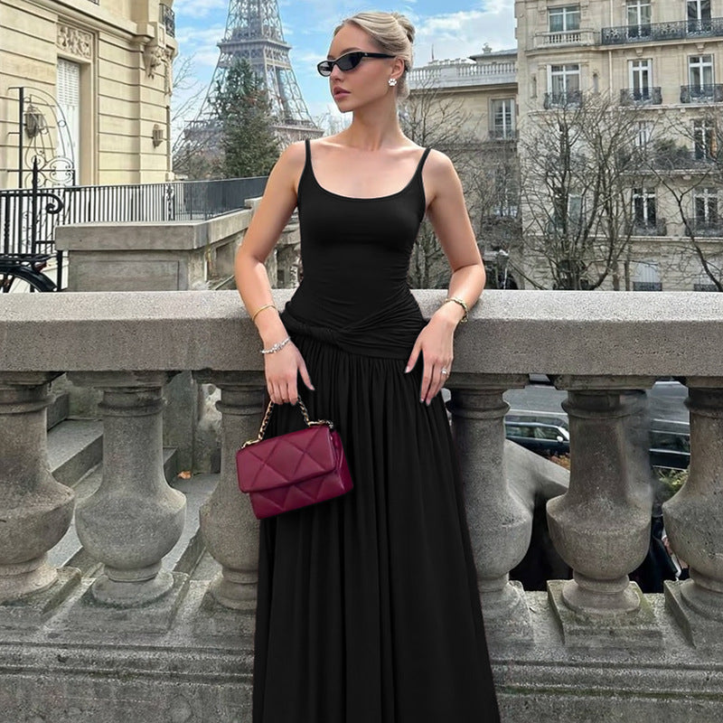 Dame Elegant Maxikjole med figursyet overdel og vid skirt Skovae