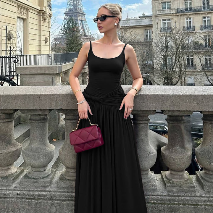 Dame Elegant Maxikjole med figursyet overdel og vid skirt Skovae