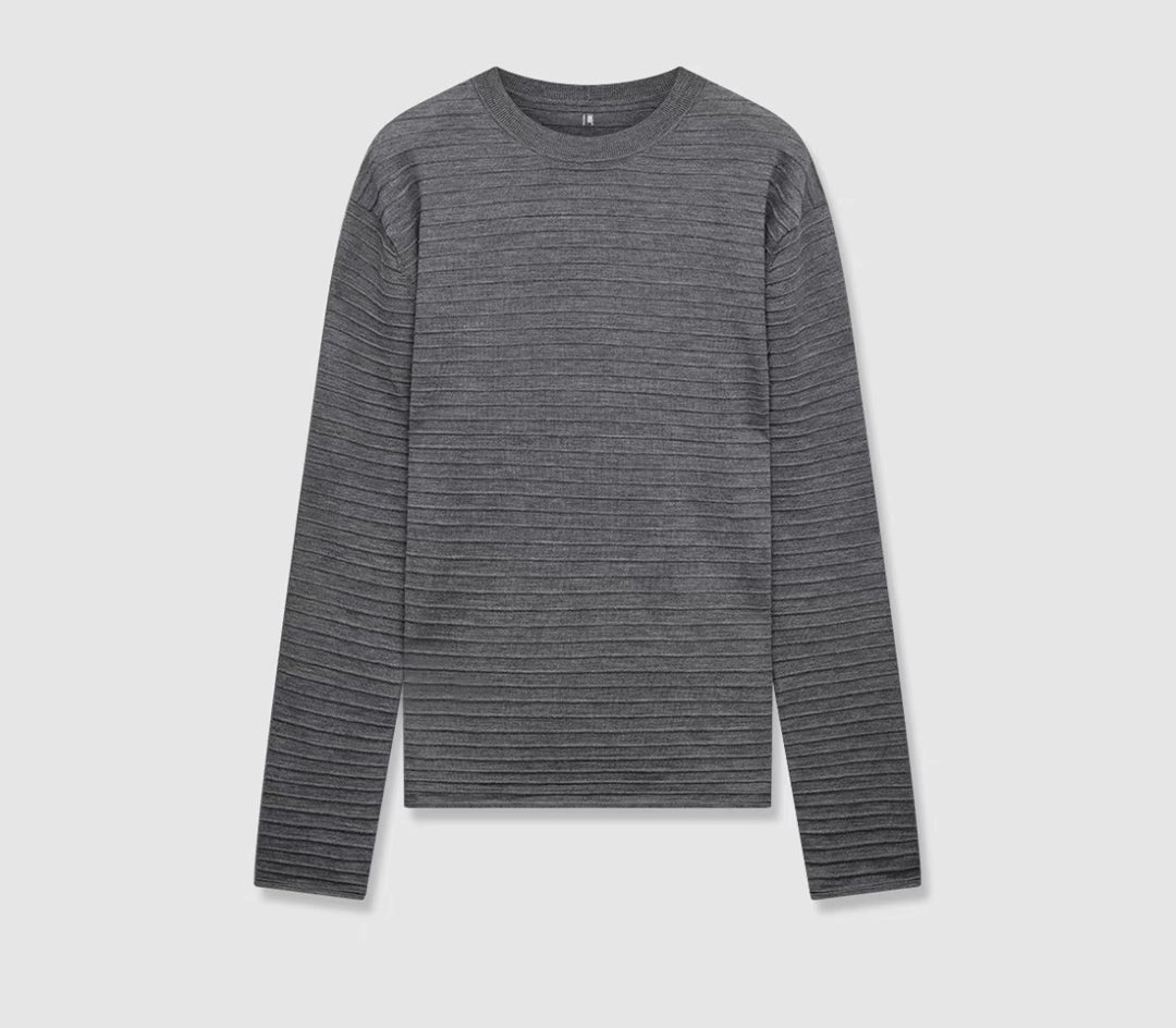 Dame fint strikket langærmet t-shirt med rund halsudskæring og smal pasform Stilla