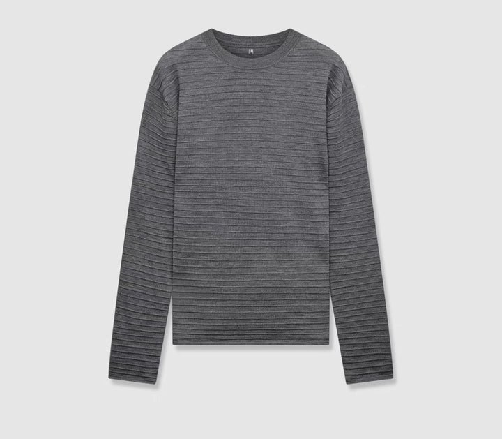 Dame fint strikket langærmet t-shirt med rund halsudskæring og smal pasform Stilla