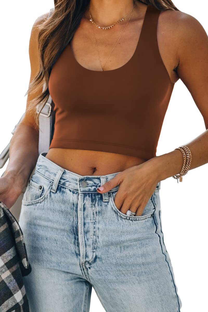 Dame sporty crop-top med brede stropper og tætsiddende snit Stilla