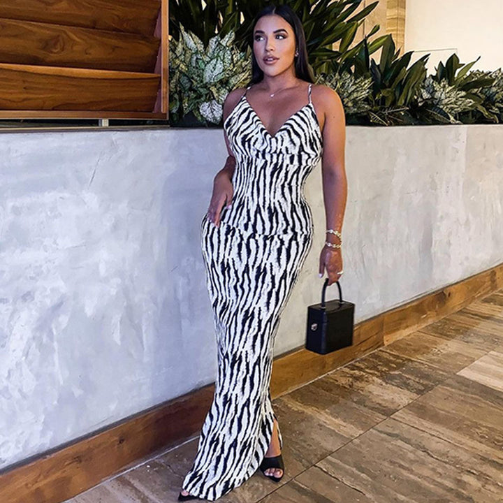 Maxikjole med zebra-print til damer Stilla