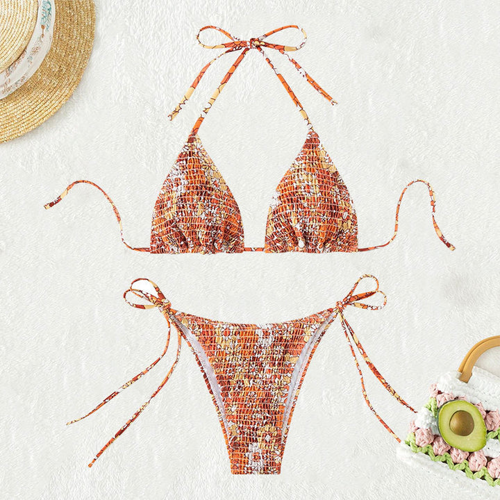 Dame Triangle-Bikini med legesygt blomsterdesign Skovae